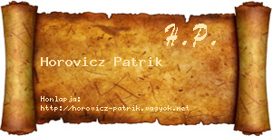 Horovicz Patrik névjegykártya